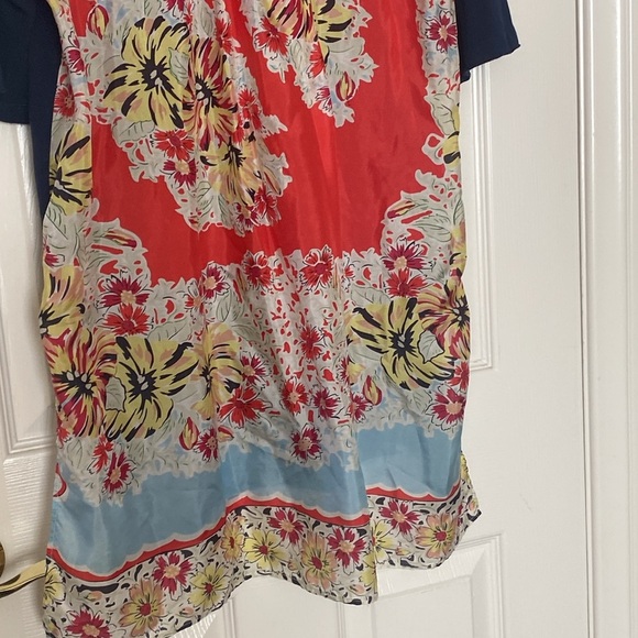 Johnny Was Silk Cotton Embroidered Short Sleeve Top Relaxed Fit Size S Blue - Picture 7 of 12